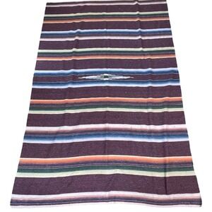 Vintage Mexican Saltillo Southwest Serape Blanket Throw Rug Wool Diamond 88x59